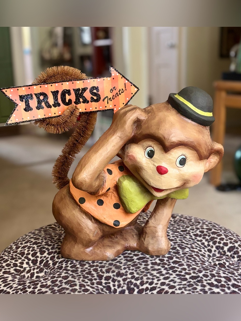 Rare Bethany Lowe "Monkey Boo" Paper-mâché Halloween Decor Figurine